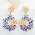 thumbnail image 5 of Romantic Purple Cubic Zirconia Stone Women Big Long Water Drop Flower Earrings, 5 of 9