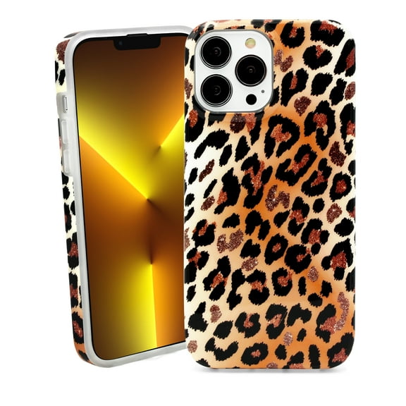 KIQ Cute Series For iPhone 13 Pro Max Case For Women Girls Magnet Compatible With Mag Safe IPhone 6.7 inch 2021 Protective Cover (Gold Dusted Cheetah)