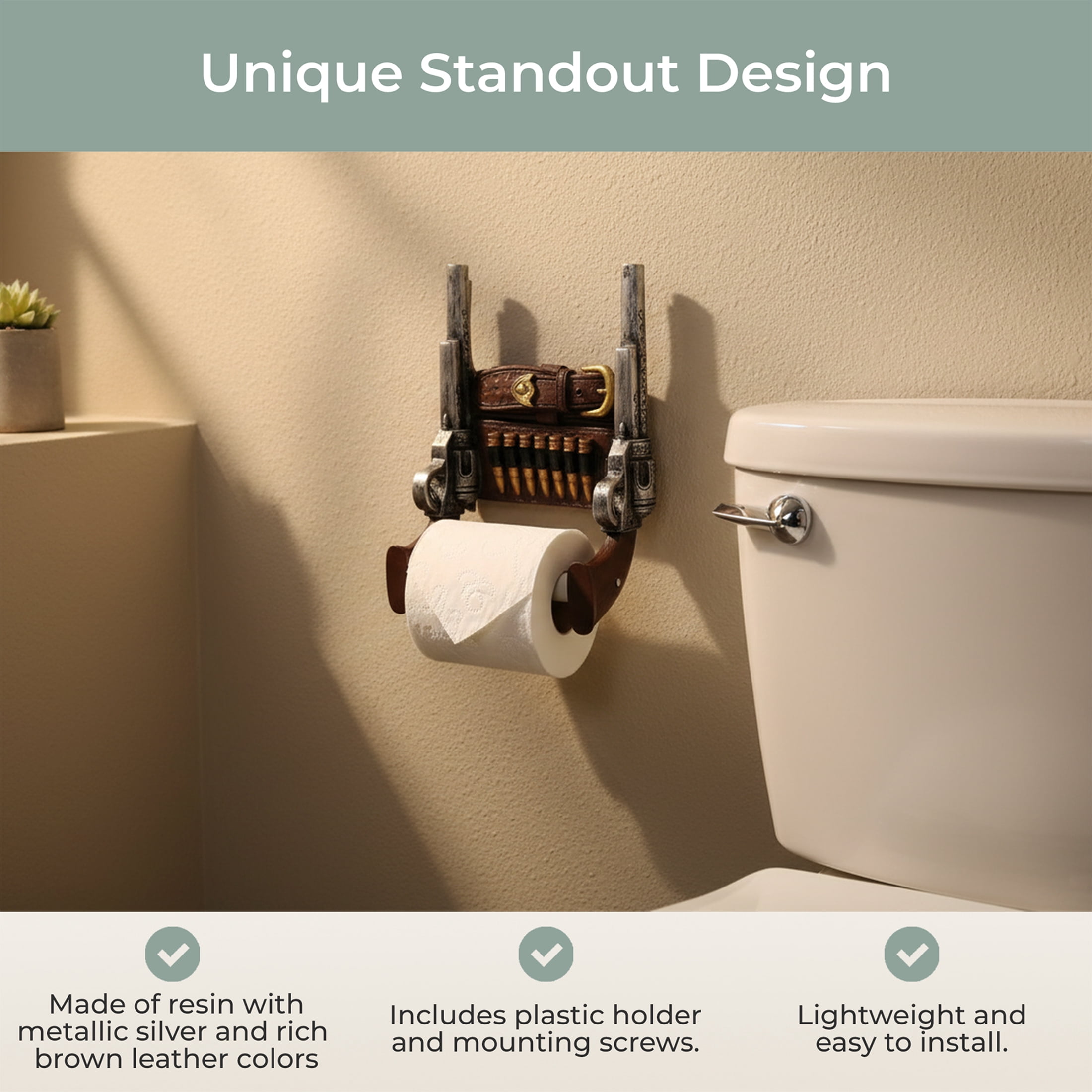 Zeckos Rustic Resin Double Pistol Toilet Paper Holder Western Decor