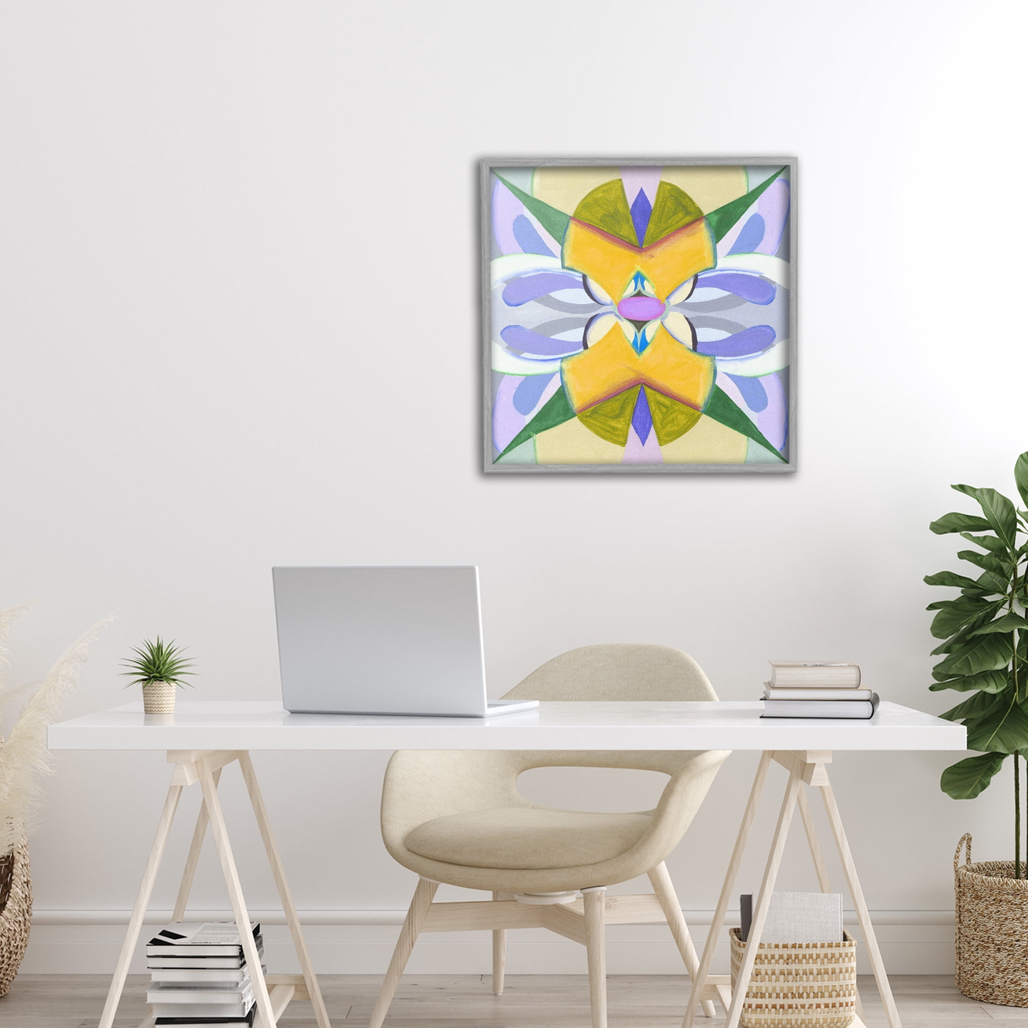 Stupell Industries Revival Kaleidoscope Symmetry Gray Framed Giclee Art, design by Melissa Wang