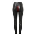thumbnail image 5 of Hauaitttt Pants Leggings Stretch Waisted Womens High Leather Pleather Pants Zip Open Crotch Pants Leather Leggings for Women Latex Pants Quiet Clubbing Sparkly Leggings Riding Hood Leggings Leather, 5 of 5