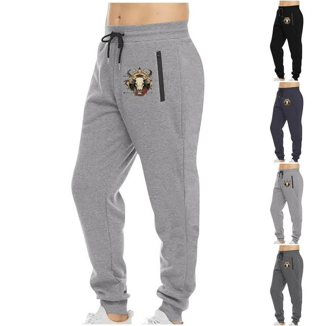 Styesk Men's Pants Men's Sports Pants Tapered Running Exercise Pants Drawstring Running Pants Printed Pants