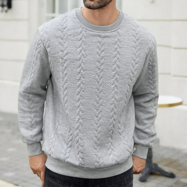 pstuiky mangas largas para hombre, Blusa/camiseta informal y moderna de color liso con cuello redondo y manga larga para hombre top de hombre xxl