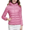 thumbnail image 2 of Juebong Women's Packable Puffer Jacket Slim Fit Hooded Lightweight Down Coat Winter Windproof Warm Quilted Short Down Jackets Pink,XL, 2 of 7