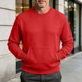thumbnail image 2 of Mens Sweatshirt Zaewscy Men Long Sleeve Solid Round Neck Pocket Sport Sweatshirts Red M, 2 of 9