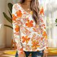 thumbnail image 1 of Ailaofu Long Sleeve Shirts for Women Fall Fashion Basic Trendy V-neck Floral Printed Casual Tops, 1 of 5