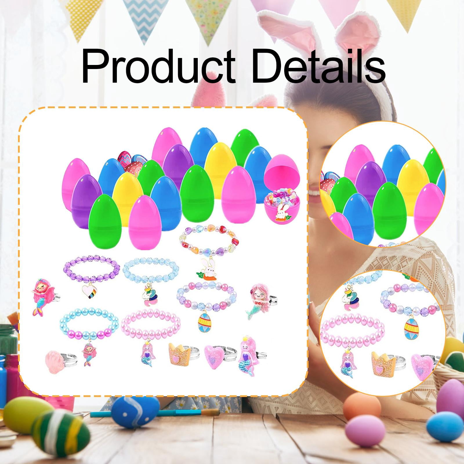 Sharprepublic Easter Basket Stuffers Prefilled Easter Eggs Colorful Decor Gifts Toys Funny Fun 6 Rings 6 Bracelets