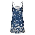 thumbnail image 4 of YLSDL Women Summer Spaghetti Strap Sleeveless Mini Dress Scoop Neck Cute Floral Print Beach Sundress Athletic Pullover Cami Short Dresses with Pockets Dark Blue 4, 4 of 5