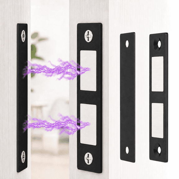 JOWBOOW Home Security Ultra Thin Steel Magnetic Cabinet Catch, 30 lbs, 2-Pack, Black