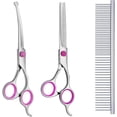 thumbnail image 1 of Dog Grooming Scissors with Round Tips Heavy Duty Titanium Pet Grooming Trimmer Kit Professional Thinning Shears Straight Scissors with Comb for Dogs and Cats (Set of ), 1 of 7