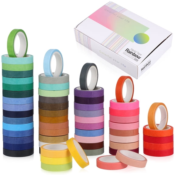 Eeristq 60 Rolls Washi Tape Decorative Tape Rainbow Colored Tape Paper Tape for Journals Scrapbooks