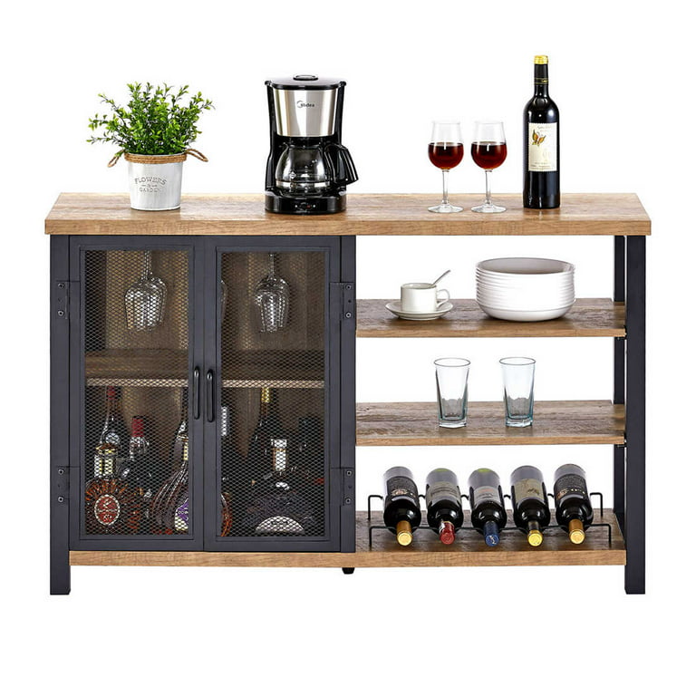  BON AUGURE Farmhouse Coffee Bar Cabinet with Storage