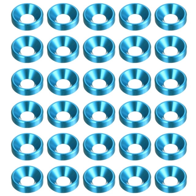 Unique Bargains Lot de 30 Rondelles à Encastrer M4 en Alliage d'Aluminium Anodisé pour Finition, Bleu Ciel