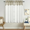 thumbnail image 1 of GlowSol Stripe Color Block Tier Curtains for Living Room 45 inch Farmhouse Boho Butoon Bathroom Window Curtain Half Window Covering Kitchen Cafe Curtains, Taupe, 2 Panels, 1 of 7
