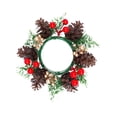 thumbnail image 3 of Artificial Greenery Candle Ring Wreath, 7.87 in Multicolor Plastic Table Centerpiece for 3-4 in Candles, Holly Design C, 3 of 7