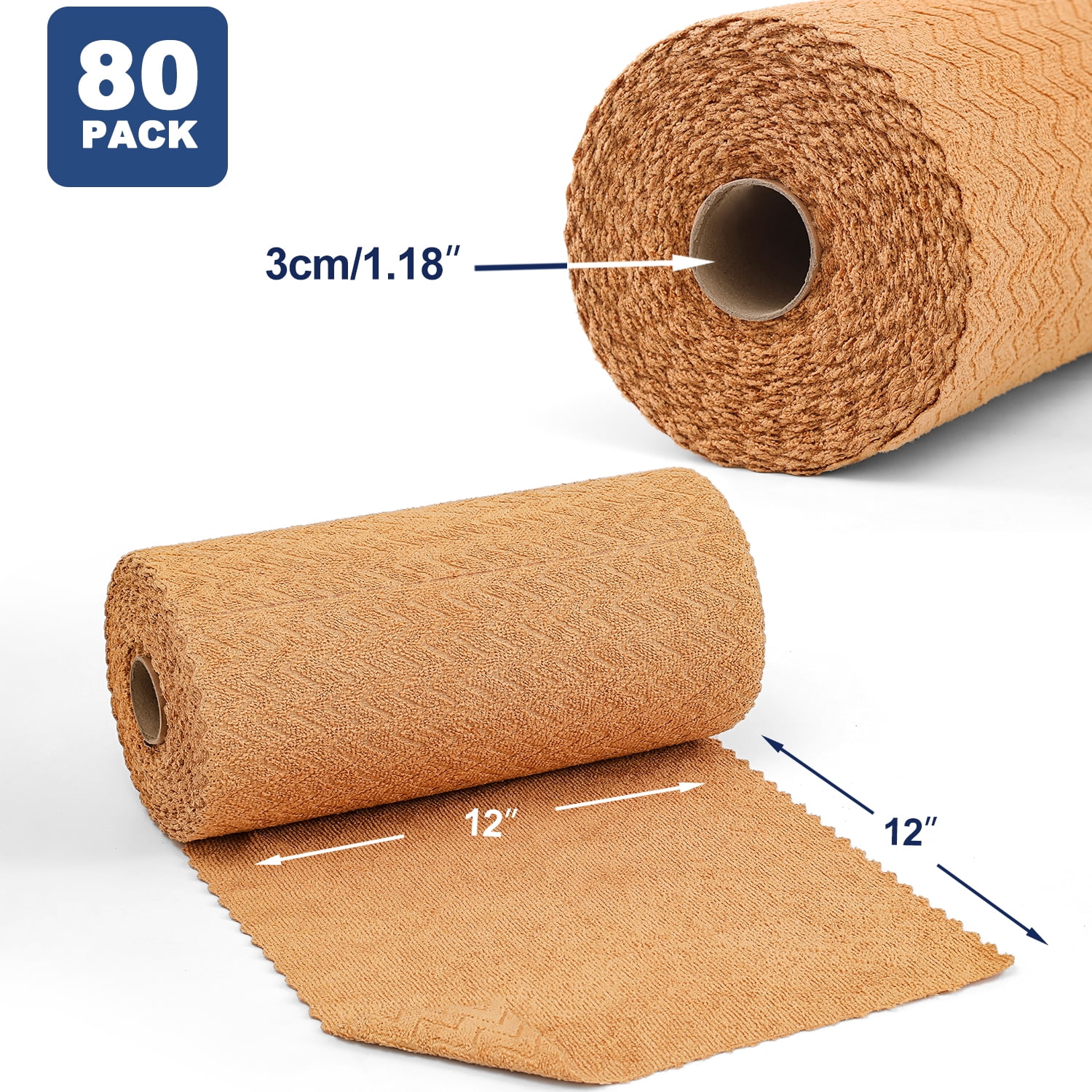Beartech Microfiber Cleaning Cloth Roll,80 Pack Cleaning Towels,Lint Free Rags Paper Towels & Tear Away Reusable Towels,Washable Shop Rags wipe Cloth,Wash Cloths Dish Rags for Car Kitchen Window