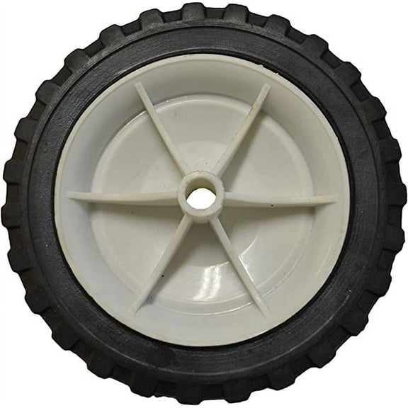 Replacement Solid Rubber 7" Tire with Plastic Wheel (1/2" Shaft Hole)
