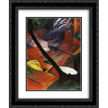 Franz Marc 2x Matted 20x24 Black Ornate Framed Art Print 'Deer in the Forest II'