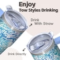 thumbnail image 4 of 20oz Geometric Design Double Wall Handle Tumbler, Stainless Steel Insulated Travel Coffee Mug Leak Proof Texture, 4 of 5