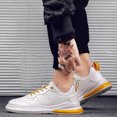 thumbnail image 4 of Xfvqtps Mens Sneakers Lace Up Lightweight Breathable Outdoor Running Walking PU Shoes Fashion Sports Shoes Casual Sneakers Cotton Shoes Yellow, 4 of 9