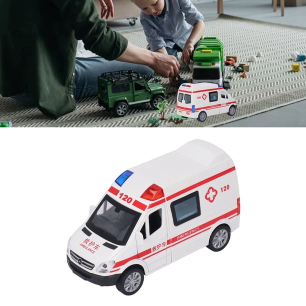 Coche De Tracción Hacia Atrás, Juego De Vehículos De Emergencia De aleación Con Luz LED Y Efectos De Sonido, Puertas Abatibles De Coche De Juguete De Metal,