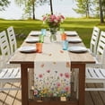 thumbnail image 4 of Table Runners 70 Inches Long Dress Scarves, Watercolor Flowers Farmhouse Coffee/Dining/Kitchen Table Decor, Holiday Table Runner, Spring Daisy Floral Butterflly Beige 13x70 Inch, 4 of 9