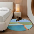 thumbnail image 3 of Green Teal Orange Round Area Rug 4ft, Modern Oil Painting Abstract Washable Non-Slip Circle Rugs for Bedroom Living Room Kitchen, Soft Non Shedding Circle Carpet for Dining Room Dorm, 3 of 9