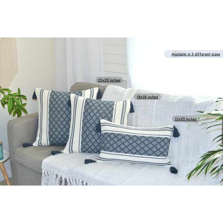 Top Finel Square Decorative Throw Pillow Cases Soft Microfiber Outdoor Cushion Covers 18 x 18 for Sofa Bedroom Set of 6 Navy