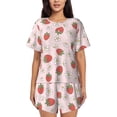 thumbnail image 1 of Balery Strawberry Floral Conjunto de Pijama para Mujer con Estampado, Dos Piezas de Manga Corta y Shorts, Ropa de Dormir Suave con Cuello Redondo y Bolsillos-4X-Large, 1 of 6