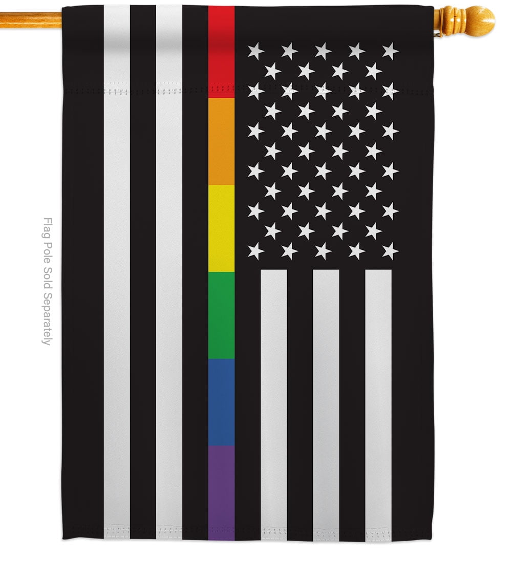 Us Rainbow Thin Line House Flag Pride Support 28 X40 DoubleSided Decorative Vertical Flags