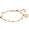 Pearl 18kt Gold-Plated Sterling Silver Kids' Bracelet with Filigree Flower Charm, 6 Rolo Chain