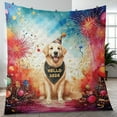 thumbnail image 4 of Hello 2025 Golden Retriever Celebrates Happy New Year Firework Balloon Quilt Blanket Goldens Dog Lover Gifts Idea Cozy Comforter Throw Blanket - 02024, 4 of 5
