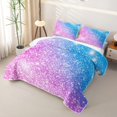 thumbnail image 3 of meiyoeat Blue Pink Glitter Print Twin Quilt Set,Abstract Galaxy Starry Sky Twin Coverlet Set For Girl,2-Piece, 3 of 7