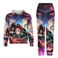 thumbnail image 5 of Demon Slayer Kids' Sweatshirt & Pants Set 2 Pcs Tracksuit Outfit Casual Pullover Hoodie Sweatpants for Daily & Travel 120CM, 5 of 8