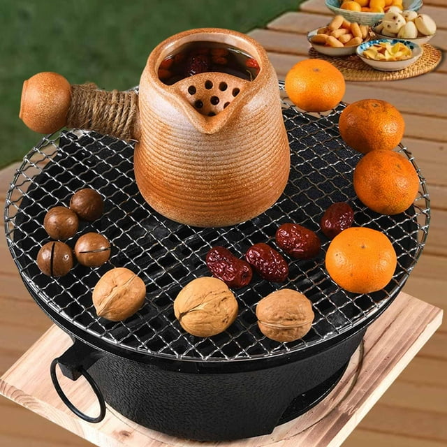 Parrilla Hibachi de carbón, mini parrilla de carbón para barbacoa, estufa de camping de hierro fundido de mesa con rejilla para restaurantes con patio
