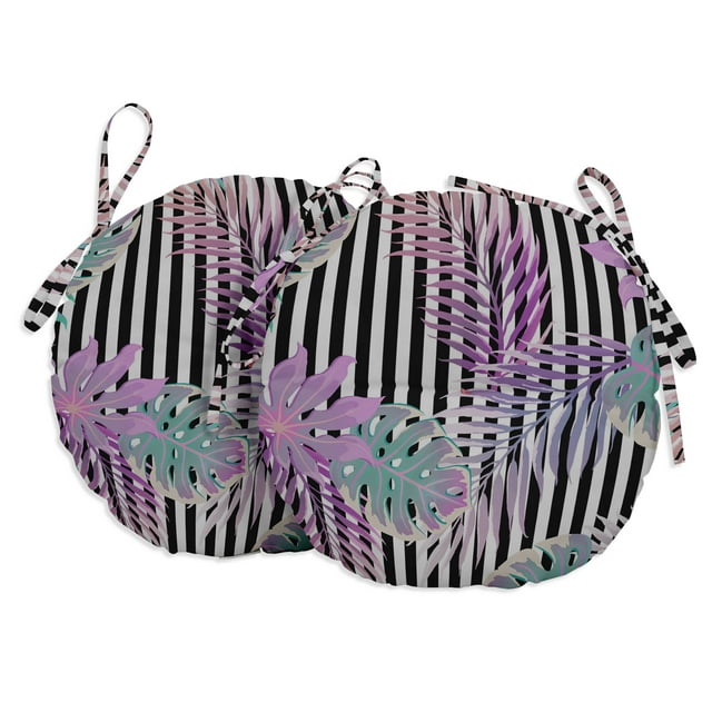 Vargottam Coussins de Chaise Bistro Ronds Intérieur/extérieur Imprimé Bloc 15 Pouces Coussins de Chaise Bistro Imperméables pour Maison/bureau - Ensemble de 2 (Multicolore)