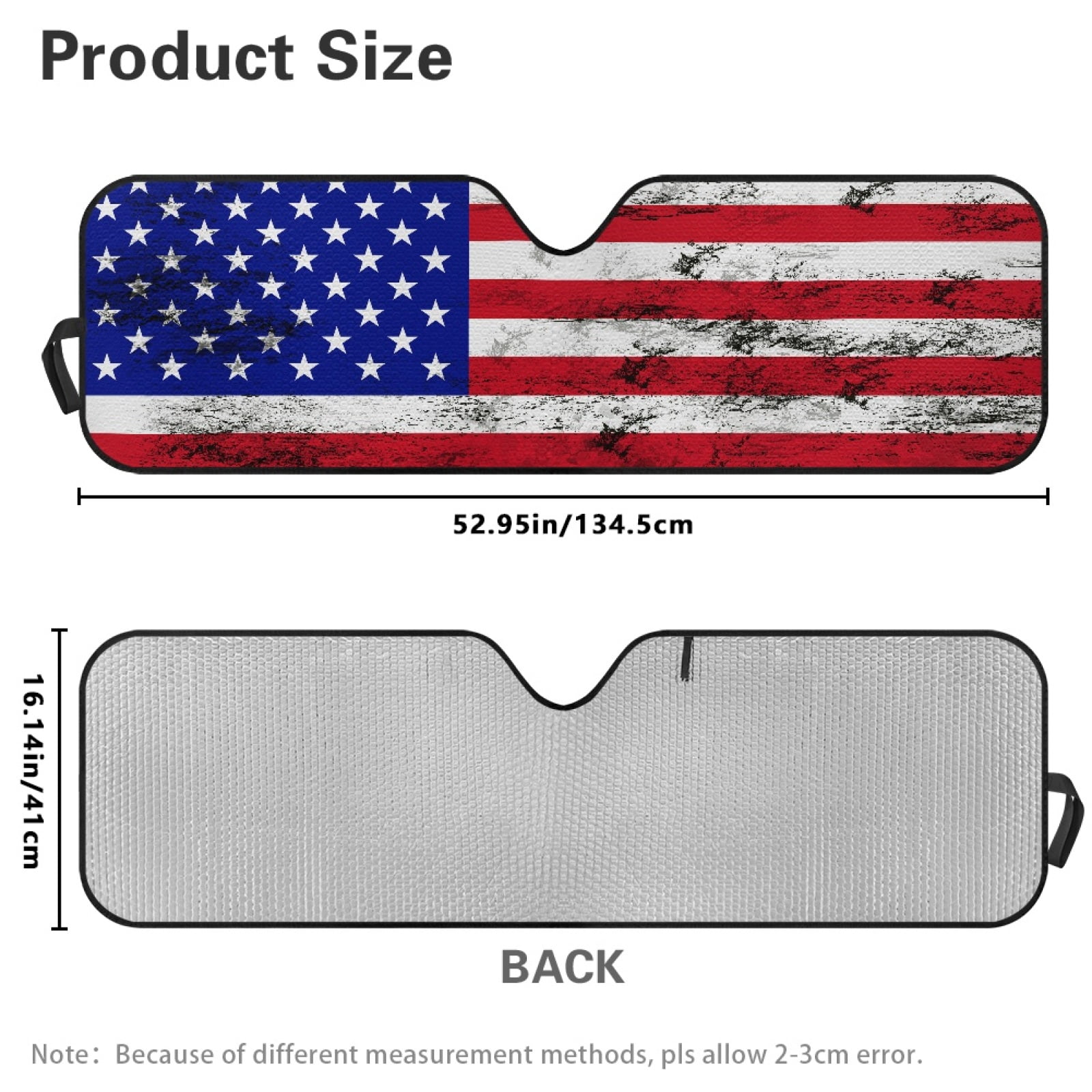 Jeiento American Flag Front Windshield Sunshade Fit for Jeep Wrangler JL/JLU 2018-2024 & Jeep Gladiator JT 2020-2024, 240T Foldable Window Shade Sun Visor Protector