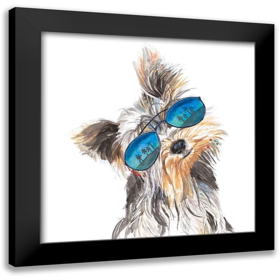 Pinto, Patricia 12x12 Black Modern Framed Museum Art Print Titled - Yorkie with Shades