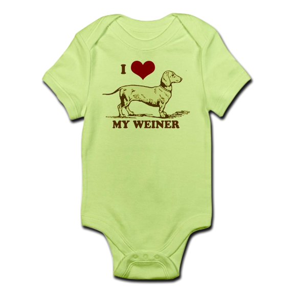 CafePress - I Love My Weiner Dog! Infant Bodysuit - Baby Light Bodysuit
