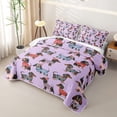 thumbnail image 3 of Homewish Kawaii Dachshund Bed Spread Queen,Pet Dog Queen Coverlet Set,Purple,3-Piece, 3 of 7
