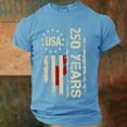 thumbnail image 2 of 250Th Anniversary Usa Shirt Patriotic Graphic Short Sleeve T Shirt Commemorative Anniversary Casual Graphic Tees Men Light Blue M, 2 of 4