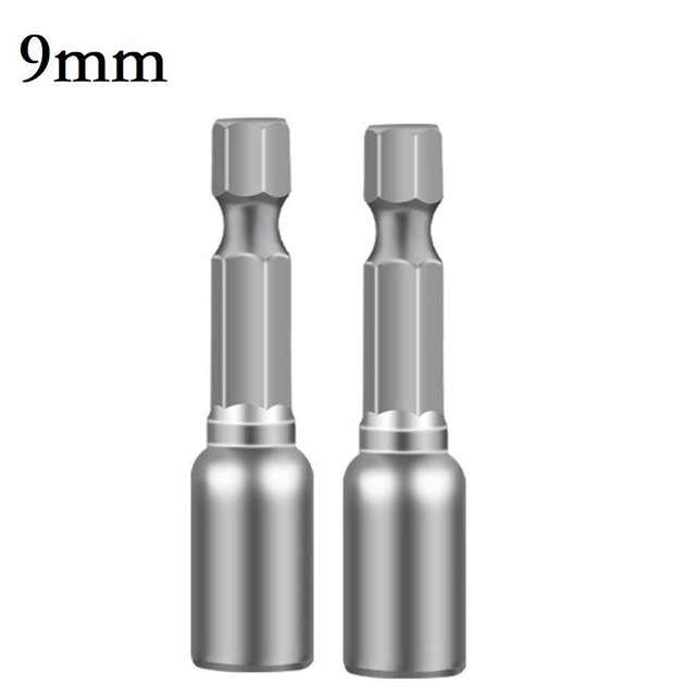 Lefu 2PCS 6-13mm Impact Socket Magnetic Nut Screwdriver 1/4in Hex Electric Drill Bit