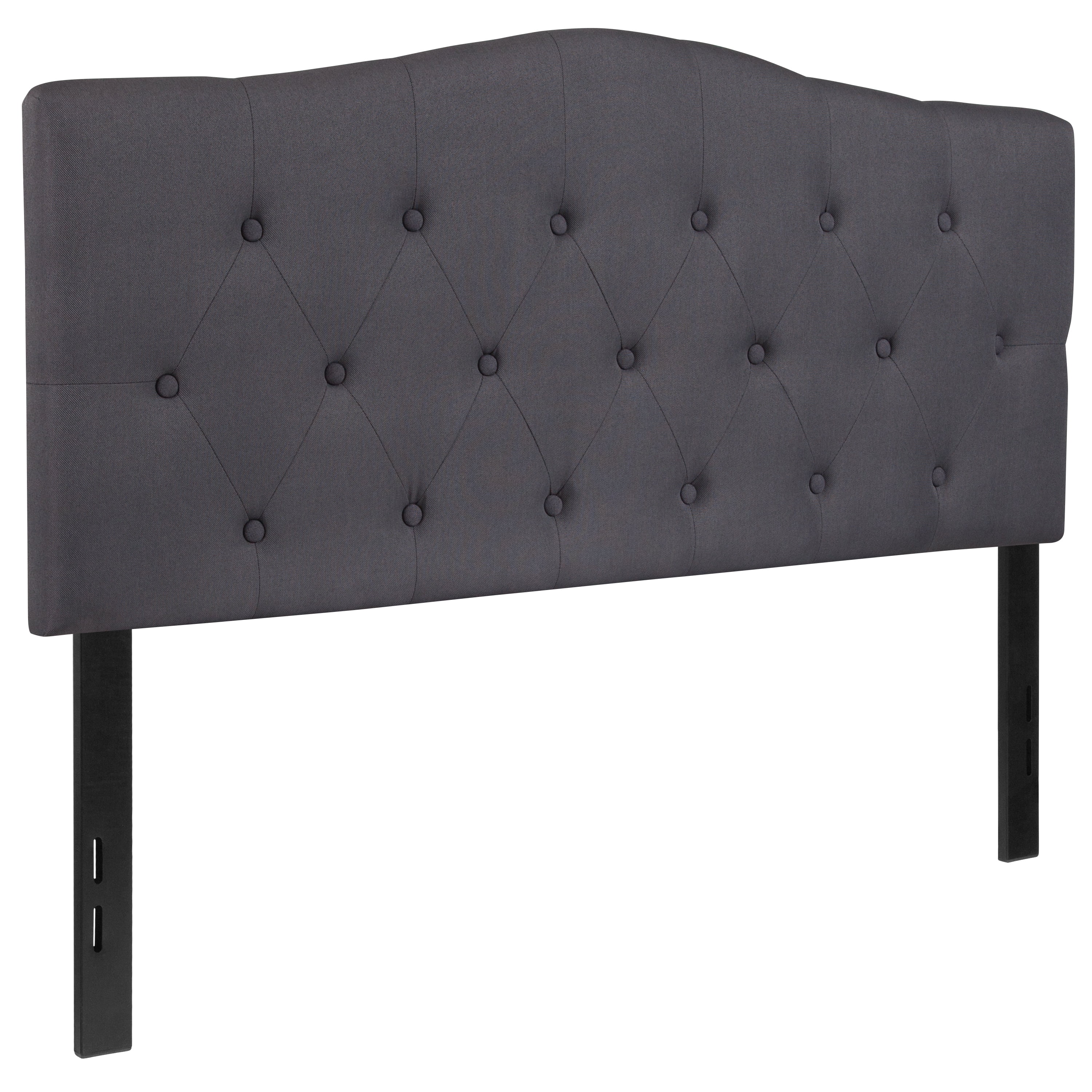 Emma + Oliver Tufted Upholstered Full Size Headboard in Dark Gray Fabric