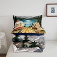 thumbnail image 5 of Manfei Vintage Rv Full Size Comforter Sets,Woodland Camping Pattern Bedding Comforter Set,Green,Navy Blue Reversible,3pcs,1 Comforter and 2 Pillowcases, 5 of 7