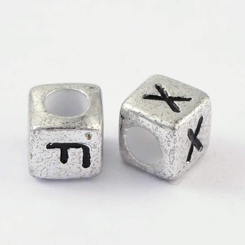 Horizontal Hole Acrylic Beads Mixed Letters Cube about 6mm in diameter hole: 3mm 2600pcs/500g
