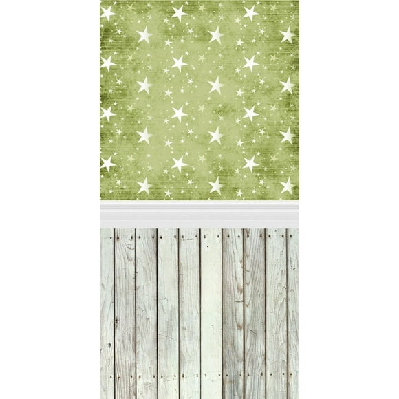 YUSDECOR 5x7ft Green Theme Tiled Five-pointed Stars Children Photography Backdrops Indoor Studio Digital Backgrounds Photo Props