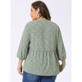 thumbnail image 4 of DARING DIVA Women's Plus Floral Ruffle Flowy Babydoll Blouse 3X Green, 4 of 6
