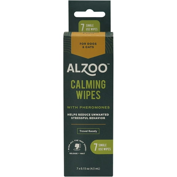 ALZOO On-the-Go Calming Wipes for Cats & Dogs with Pheromones