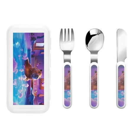 

Daiia Capybara Bathtub Fun for Stainless Steel Kids Silverware Set - Children’s Utensil Set - Children s Knife Fork And Spoon Set - Metal Kids Cutlery Set