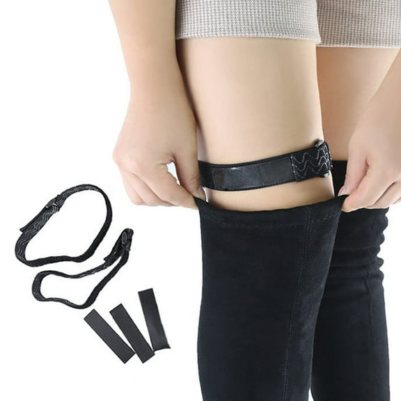 dianhelloya 1 Set Boot Straps No Trace Invisible Adjustable Fastener Tapes Knee Boots Stickers High Boots Non-slip Stickers Shoe Accessories Black